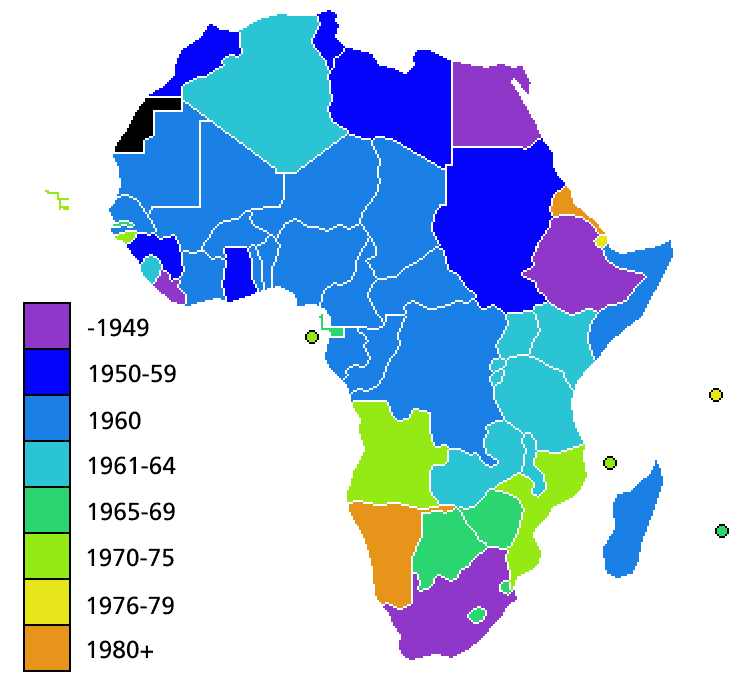 Map of African Countries by Year of Independence